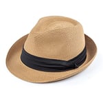 DRESHOW Femme Homme Chapeau de Paille Panama Chapeau Été Large Bord Chapeau de Soleil Anti-UV pour Plage Voyage Chapeau de Soleil