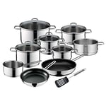 Silit Alicante Lot de 10 casseroles à induction avec couvercle en verre et acier inoxydable poli