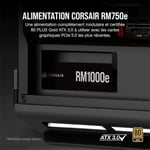 Alimentation Corsair RM750e 2023 entièrement modulaire et silencieuse - Noir