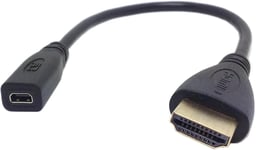 Micro HDMI Female to HDMI Male adapter Cable Connector for Tablet CellPhone 20cm