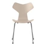 Fritz Hansen - Grand Prix 3130 Light Beige Färgad Ask/Silver Grey - Ruokapöydän tuolit - designer_arne_jacobsen - Beige - Metalli/Puu