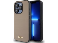 Dkny Dkhmp15lpghlme Apple Iphone 15 Pro 6.1" Dėklas Telefonui Gelsvas Grained Metal Logo Magsafe