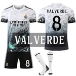 Real Madrid Special Edition Tröja med Drakmönster, Nr 8 VALVERDE, Barn & Vuxen Fotbollsutrustning med Strumpor NO.8 VALVERDE 26