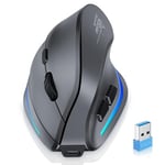 ECHTPower 2024 Update Souris Ergonomique sans Fil, 2.4GHz Souris Verticale Rechargeable, Wireless Mouse Droitier Silencieuse, 4800 DPI Réglable Interface Type C pour PC Laptop Ordinateur Mac Windows