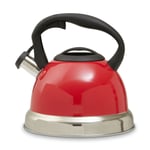 Red Whistling Kettle 3.0L Stainless Steel Tea Water Stove Top Camping Heaters