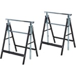 Lot de 2 tréteaux pliables télescopiques hauteur réglable 80-130 cm noir