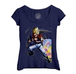 T-Shirt Femme Col Echancré Gotenks Attaque Ki Dragon Ball Z Fusion Trunks Manga Anime