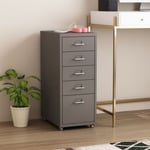 Caisson de bureau Kökar à roulettes avec 5 tiroirs 69 x 28 x 41 cm gris en.casa