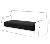 TIANSHU Housses de Coussin de Siège de Canapé Extensible, Housse Coussin Canapé Antidérapante Housse Assise Canapé élastique Housse Coussin Canapé d'angle Antipoussière (2 Places,Noir)