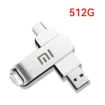 Xiaomi MIJIA-Clés USB 3.2 étanches,transfert haute vitesse,clé USB en métal,carte mémoire,disque dur,disque flash,16 To,8 To - Type 512G