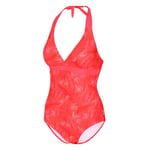 Regatta Body de Bain intégral Flavia avec Dos Nu Swimwear Femme, Red Sky Trop, FR : XXS (Taille Fabricant : 8)