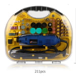 Tungfull perceuse électrique,meuleuse Dremel,mini machines à polir avec ensemble d'accessoires de meulage,outil électrique lointain,mini perceuse - Type 211pcs