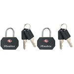 Master Lock 4681EURTBLK Pack de 2 Cadenas à Clés TSA, Mixte adulte, Noir, 32 mm