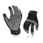 Vgo... 2Paires Gants de Travail de Sécurité, Gants de Constructeur, Gants de Jardinage, Gants de Mécanicien Légers (SL7584,9/L,Noir,2Paires)