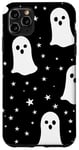 iPhone 11 Pro Max White Cute Ghost Pattern with Black Background for Halloween Case