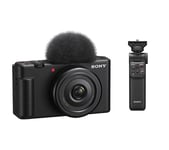 Sony ZV-1F High Performance Compact Vlogging Camera & GP-VPT2BT Shooting Grip Bundle, Black