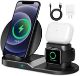 Qi Chargeur Sans Fil,3 En 1 Chargeur Sans Fil Rapide Chargeur À Induction Compatible Avec Watch Series 1/2/3/4/5, Airpods 1/2,Airpods Pro, Iphone 11 Pro Max/11 Pro/11/Xr/Xs Max/X/Xs.[F2987]