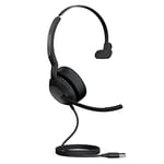 Jabra Evolve2 50 Wired Mono Headset Air Comfort Technology, Noise-cancelling Mics, and Active Noise Cancellation - MS Teams Certified, Works with All Other Platforms - Black