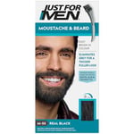 Just For Men Moustache & Beard Real Black Dye, Eliminates Grey For a Thicker & Fuller Look With An Applicator Brush Included – M55