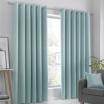 Fusion Strata Dim Out Woven Eyelet Curtains - Duck Egg Width 168Cm X Drop 183Cm