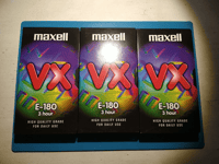 Maxell VX E180 Blank VHS Tapes - Never used Brand new (X3)