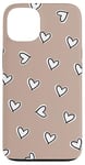 Coque pour iPhone 13 Beige Hearts Pattern Trendy Valentine Theme