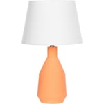 Beliani - Lampe à Poser Orange en Céramique Abat-Jour Conique en Lin Peint à la Main Lambre