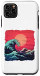 iPhone 11 Pro Max Red Sky Orange Sun Over Turbulent Waves Retro Hokusai Style Case