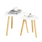 SoBuy FBT74-W Tables Basses Gigognes Table café Table d'Appoint Table Basse Guéridon – Set de 2