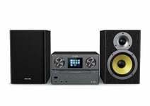 Philips Micro Système Musical TAM8905, 100W, Bluetooth, Spotify Connect, radio Internet, DAB+, lecteur CD, USB, haut-parleurs Bass Reflex, contrôle sonore numérique, design classique avec écran couleu