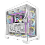 Antec C8 ARGB Blanc, 2 Ventilateurs TQR 160 mm et 1 Ventilateur ARGB PWM TQ 140 mm Inclus, Disposition à Double Chambre, Type C, Support de radiateur de 360 mm, Panneaux Avant et latéraux TG sans