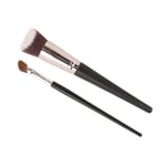 2pcs Angled Flat Concealer Brush Soft Wooden Handle Nose Contour Brush Kit F GF0