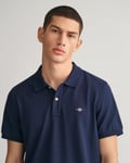 Gant Mens Regular Fit Short Sleeve Shield Logo Pique Polo - Navy cotton - Size X-Large