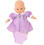 Lilac Dotty Dress and Pink Nappy Set for Baby Dolls 12-14 inch (30-36 cm) Such as My Little Baby Born and My First Baby Annabell DOLL AND SHOES NOT INCLUDED