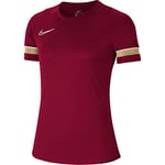 Nike Women's Academy 21 Training Top Women's T-Shirt, Womens, T-Shirt, CV2627-677, Team Red/White/Jersey Gold/White, XS