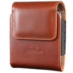 LENSUN Étui Cuir Véritable de Ceinture pour Samsung Galaxy Z Flip 6/Galaxy Z Flip 3 5G/Galaxy Z Flip 5 2023, Housse Protection avec Crochet et Fermoir Magnétique- Marron Foncé