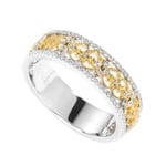 Rubyia Bague Or Veritable 18 carats (750) Clair Diamant Runde 0.31ct Alliance Jonc Femme avec Fleur Creuse Tailles 59