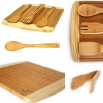 BAMBOO CHOPPING CUTTING BOARD WITH 3-PIECE KITCHEN AND COOKING WOOD UTENSILS