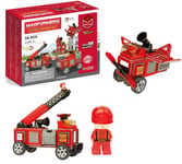 Magformers Fire Engine And Rescue Vehicle Set. Firefighters Magnetic Building Bl