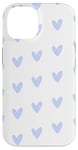 Coque pour iPhone 14 Cœurs bleu clair sur fond blanc