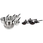 Morphy Richards 970002 Induction Frying Pan and Saucepan Set with Lids, Stay Cool Handles, 5 Piece Set & Tefal Essential, Aluminium Pots and Pans Set, 16 cm, 18 cm and 20 cm Saucepans