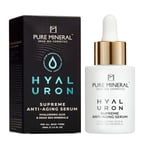 Pure Mineral - Sérum Anti-Âge Suprême Hyaluron pour Toutes Peaux - Action Anti-Rides Intensive, Minéraux Mer Morte, Effet Liftant - Sans silicones, sulfates, parabènes - 30ml