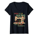 Womens Quilting Knitting Crochet Sewing Machine Fabric Crafting V-Neck T-Shirt