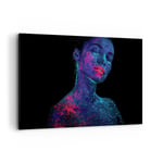 Impression sur Toile 120x80cm Tableaux Image Photo Femme Ultraviolet Paillettes