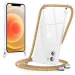 Yoedge Coque pour iPhone 12 Mini avec Cordon 5,4", Transparente Coque Collier Réglable Téléphone Étui Portable Lanyard Housse, Etui avec PC + TPU Bumper Anti-Chute Protection Case, Arc-en-Ciel