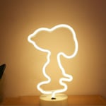 Snoopy Neonljusskyltar Varm LED Neonkonst Dekorativ Bordlampa Barnrum Födelsedagsfestlampa (vit)[hk]