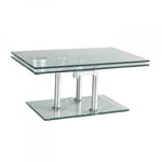 Inside75 - Table basse match chrome 2 plateaux pivotants en verre piétement acier