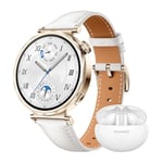 HUAWEI WATCH GT 5 41mm White Leather+FreeBuds 5i White，Smartwatch, Sharp-Edged Design, All-new Running and Cycling Sports, Health Tracking, up to 7 Days Battery Life, Compatible with iOS and Android