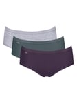 Sloggi Womens Basic+ Midi 3 Pack Briefs - Grey Polyamide - Size Small