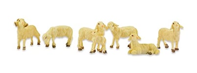 Riffelmacher 78036 – Figurines de crèche Moutons pour la crèche de Noël, Figurines en polyrésine, Ensemble de 6 pièces, Cadeau de Noël